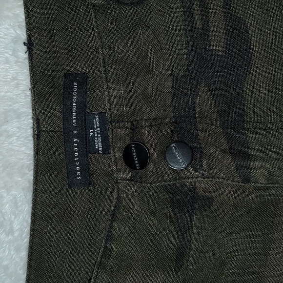 SANCTUARY x Anthropologie 100% Linen Camo Cargo Pants Size 31 - Picture 3 of 8